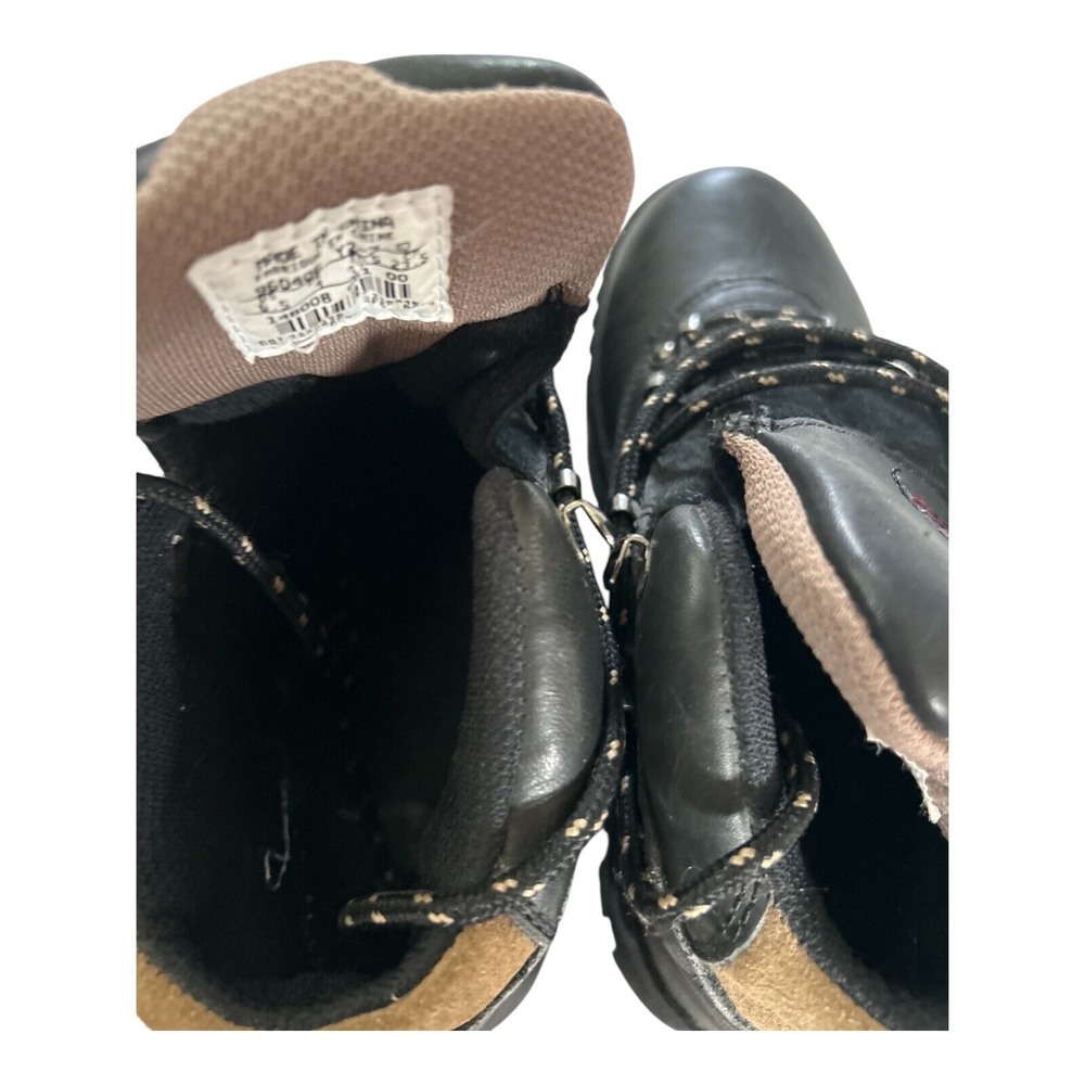 Nike Black Leather Lace-Up Ankle Boots with Tan Trim - Picture 5 of 10